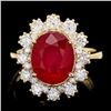 Image 1 : 14k Yellow Gold 5.50ct Ruby 1.30ct Diamond Ring