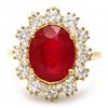 Image 2 : 14k Yellow Gold 5.50ct Ruby 1.30ct Diamond Ring