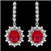 Image 1 : 14k Gold 11.30ct Ruby 1.80ct Diamond Earrings