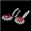 Image 2 : 14k Gold 11.30ct Ruby 1.80ct Diamond Earrings