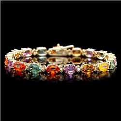 14k Gold 15ct Sapphire .60ct Diamond Bracelet