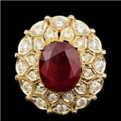 14k Yellow Gold 10.00ct Ruby 1.60ct Diamond Ring