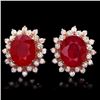 Image 1 : 14k Rose 10.00ct Ruby 1.40ct Diamond Earrings
