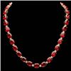 Image 1 : 14k Gold 112.00ct Ruby 1.80ct Diamond Necklace