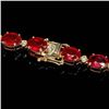 Image 4 : 14k Gold 112.00ct Ruby 1.80ct Diamond Necklace