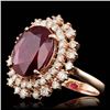 Image 2 : 14k Rose Gold 8.50ct Ruby 1.50ct Diamond Ring