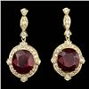 Image 1 : 14k Gold 23.50ct Ruby 1.80ct Diamond Earrings