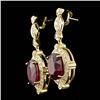 Image 2 : 14k Gold 23.50ct Ruby 1.80ct Diamond Earrings