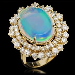 14K Gold 6.30ct Opal & 1.82ct Diamond Ring