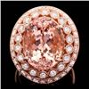 Image 1 : 14k Rose 10.00ct Morganite 1.60ct Diamond Ring