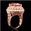 Image 2 : 14k Rose 10.00ct Morganite 1.60ct Diamond Ring
