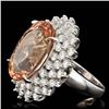 Image 2 : 14k Gold 21.00ct Morganite 4.00ct Diamond Ring
