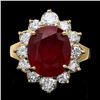 Image 2 : 14k Yellow Gold 7.00ct Ruby 1.50ct Diamond Ring