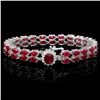 Image 2 : 14k White Gold 28ct Ruby 0.50ct Diamond Bracelet