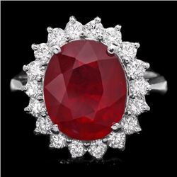 14k White Gold 6.15ct Ruby 0.80ct Diamond Ring