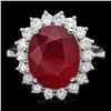 Image 1 : 14k White Gold 6.15ct Ruby 0.80ct Diamond Ring