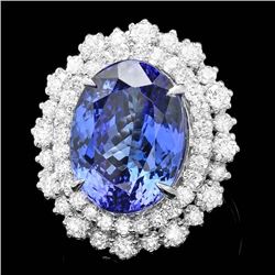 18k Gold 11.00ct Tanzanite 2.00ct Diamond Ring