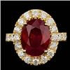 Image 1 : 14k Yellow Gold 7.50ct Ruby 1.70ct Diamond Ring