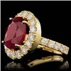 Image 2 : 14k Yellow Gold 7.50ct Ruby 1.70ct Diamond Ring