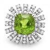 Image 2 : 14k Gold 11.50ct Peridot 2.25ct Diamond Ring