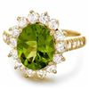 Image 3 : 14k Gold 3.50ct Peridot 1.30ct Diamond Ring