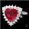Image 1 : 14k White Gold 2.50ct Ruby 0.60ct Diamond Ring