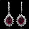 Image 1 : 14K Gold 10.89ct Ruby 2.43ct  Diamond Earrings