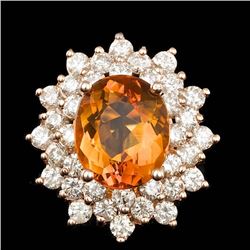 14k Rose Gold 4.50ct Citrine 2.00ct Diamond Ring