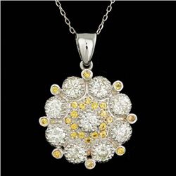 14k Gold 2.65ct Diamond 0.50ct Sapphire Pendant