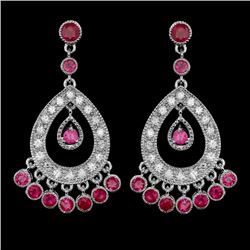 14k Gold 3.00ct Ruby 1.30ct Diamond Earrings