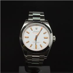 Rolex Stainless Steel 40mm Milgauss White Dial Men's Wristwatch