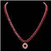 Image 1 : 14k Gold 54.9ct Ruby 1.40ct Diamond Necklace