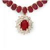 Image 2 : 14k Gold 54.9ct Ruby 1.40ct Diamond Necklace