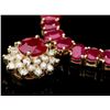 Image 3 : 14k Gold 54.9ct Ruby 1.40ct Diamond Necklace