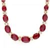 Image 2 : 14k Gold 24.00ct Ruby 1.00ct Diamond Necklace