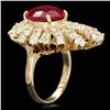 Image 2 : 14k Yellow Gold 7.00ct Ruby 2.60ct Diamond Ring