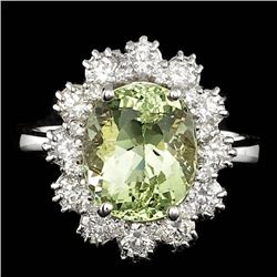 14k White Gold 4.00ct Beryl 1.25ct Diamond Ring