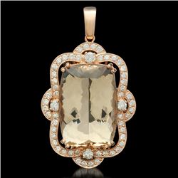 14K Gold 33.52ct Morganite 17.0ct Diamond Pendant