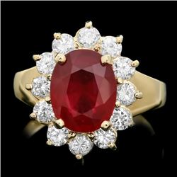 14k Yellow Gold 3.50ct Ruby 1.00ct Diamond Ring