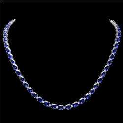 18k Gold 30ct Sapphire 1.70ct Diamond Necklace