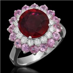 14K 2.78ct Ruby, 2.08ct Pink Sapphire, 0.61ct Diamond Ring