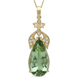 14K Gold 22.94ct Amethyst 0.40ct Diamond Pendant