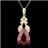 Image 1 : 14k Gold 20.00ct Ruby 0.35ct Diamond Pendant