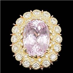 14k Gold 19.50ct Kunzite 2.75ct Diamond Ring