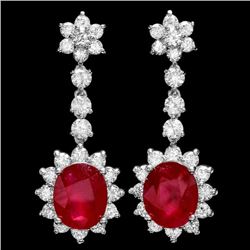 14k Gold 10.00ct Ruby 3.90ct Diamond Earrings