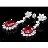 Image 2 : 14k Gold 10.00ct Ruby 3.90ct Diamond Earrings