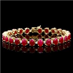 14k Gold 26.00ct Ruby 1.00ct Diamond Bracelet