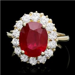 14k Yellow Gold 5.50ct Ruby 1.30ct Diamond Ring