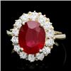 Image 1 : 14k Yellow Gold 5.50ct Ruby 1.30ct Diamond Ring