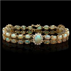 14k Gold 12.5ct Opal 1.75ct Diamond Bracelet